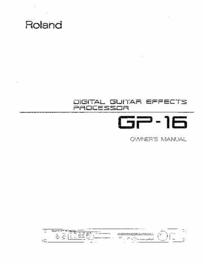 Roland GP 16 Effects Processor User Manual
